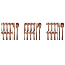 48Pcs Wooden Spoons Forks Set Including Wooden Spoons and Wooden Forks Japanese Wooden Utensil Set Reusable Handmade