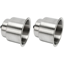 2X Stainless Steel Cup Drink Holder Brushed with Drain Marine Boat Rv