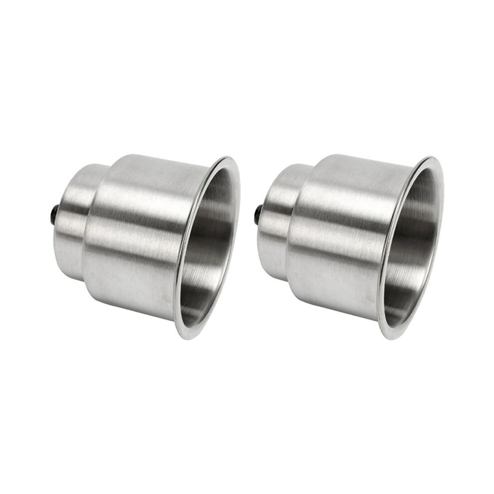 2X Stainless Steel Cup Drink Holder Brushed with Drain Marine Boat Rv