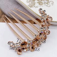 (1) Rhinestone Flower Hair Comb for Wedding & Cheongsam