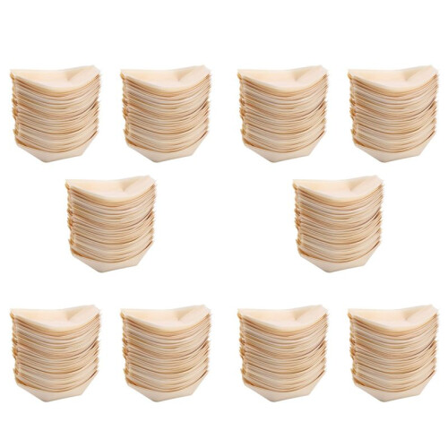 500X Petiscos - Tigelas, Madeira Biodegradável "" 11 cm x 6,5 cm