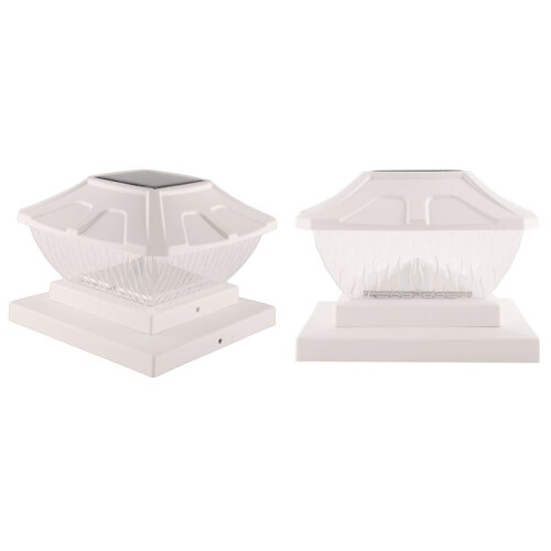 Solar Post Cap Lights Outdoor - 2 Pack 2 Modes Solar Deck Fence Lights, IP65 Waterproof Solar Powered Light Posts White