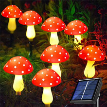 Lâmpada Solar de Cogumelo Lâmpada LED de Cogumelo Multicolorido à Prova D'áGua para Natal, Halloween, Jardim, Gramado, 8 Unidades, Vermelho