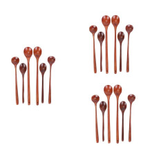 18 Pieces Wooden Spoons Kitchen Serving Long Handle Soup Spoons Cooking Tasting Spoons for Eating Mixing Stirring