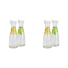 4Pcs 0.6L Plastic Water Carafes with White Flip Tab Lids- Food Grade & Recyclable Shatterproof Pitchers - Juice Jar