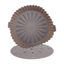 Air Fryer Liner, 10 Inch Reusable Silicone Air Fryer Pot,Non-Stick Oil Filter Design, 22cm for Air Fryer Brown