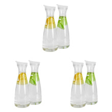 6Pcs 1L Plastic Water Carafes with White Flip Tab Lids- Food Grade & Recyclable Shatterproof Pitchers - Juice Jar