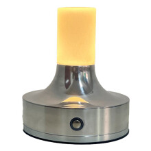 Candle Table Lamp Short Style for Bedroom Rechargeable Wireless Touch Lamp Camping Rechargeable Type-C Desk Lamp Silver