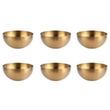 6X Bols à Salade en Acier Inoxydable de Capacité, Soupe Coréenne, Nouilles de Riz, Bol de Ramen, Récipient pour Aliments de Cuisine, Or, 15X7CM