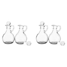 Bottiglie Di Vetro per Olio E Aceto (Set da 4 Pezzi) Bottiglia per Dispenser Di Olio Rotonda Nel Vetro con Tappo