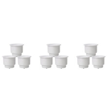 9Pcs Recessed Drop in Plastic Cup Drink Can Holder with Drain for Boat Car Marine Rv (White)