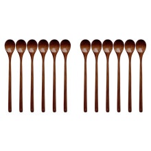Wood Spoons for Cooking Set, 13 Inch Long Handle Wooden Mixing Spoons for Stirring Baking Serving, 12 Pcs