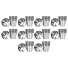 Pack of 120 - Premium Brushed Stainless Steel Condiment Sauce Cups Spices Pots Liquid Dips Bowls - 2.5Oz 70Ml