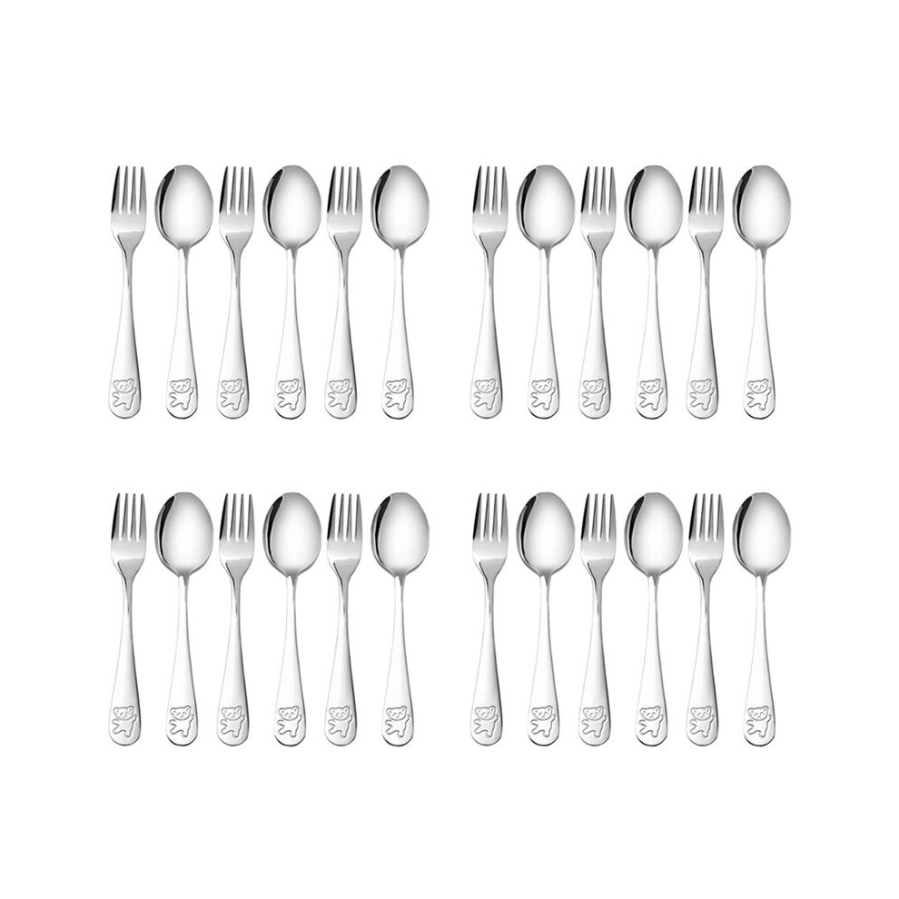4X Stainless Steel Child Safety Cutlery Bear Children Spoon And Fork Set Toddler Utensils Metal Cutlery Set Brecantia