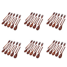 60 Pçs Colheres de Madeira Conjunto de Garfos Conjunto de Utensílio de Madeira Conjunto de Talheres de Madeira Natural Reutilizável para Cozinhar