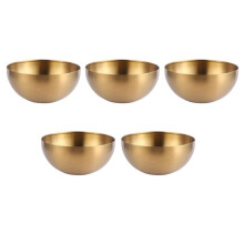 5X Roestvrijstalen Slakommen met Grote Capaciteit Koreaanse Soeprijstnoedel Ramenkom Keukenvoedselcontainer, Goud, 20X9CM