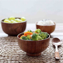24 Pcs Wood Bowls Serving Tableware for Rice, Soup, Dip, Coffee, Tea, Decoration Wooden Salad Bowl Kitchen Cutlery Set