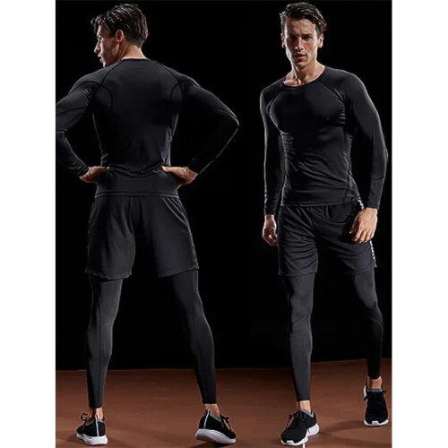 Long Sleeve T Shirt Men Elastic Training T-shirt 2