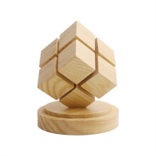 Rotating 4 Stage LED Night Light USB Powered Wooden Desk Lamp Ambient Bedroom Decor Home Gift Rubberwood