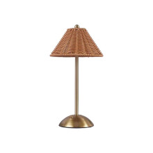 LED-Schreibtischlampe Aus Rattan, Wiederaufladbar, 3-Farbiges Licht, Wechselnde Deko-Lampe im Südostasiatischen Stil,