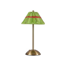 LED Rattan Rechargeable Desk Lamp 3 Color Light Changing Southeast Asian Style Decor Lamp Green