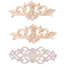 3 Pcs Rubber Wood Carved Applique Retro Furniture Crafts Decor 40X15Cm & 22X10Cm