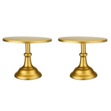 2X Metal Iron Cake Stand Round Pedestal Dessert Holder Cupcake Display Rack Bakeware for Birthday Wedding Party (Gold)