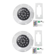 2X 7 Colors 24V 18W LED RGB Underwater Swimming Pool Bright Light /Remote Control