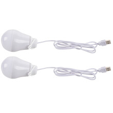 2X DC5V 5W LED Bulb USB Lamp Portable White Light for Outdoor Laptop (White)