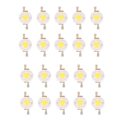 20 Pieces High Power 2 Pin 3W Warm White LED Bead Emitters 100-110Lm