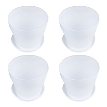 4X Plastic Blumentopf Pflanzgefäß mit Untertassenablage Rund Hochglanz Home Garden Decor, Weiß Oberkaliber -, 14cm
