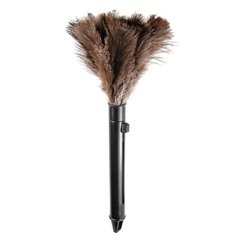 Brauner Hühnerfederwedel mit ABS-Griff, waschbar