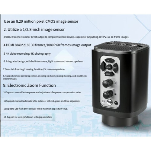 4K Digital Microscope Camera 3in1 -Compatible USB Interface 160x Magnification with Light and Remote Control EU PLUG 1