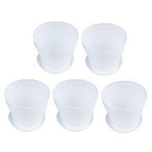 5X Fioriera di Plastica per Piante Fioriera con Vassoio Piattino Rotondo Lucentezza Home Garden Decor,Bianca Calibro Superiore -,14 cm / 5,51 Pollici