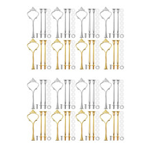 16 Sets 3 Tier Crown Cake Plate Stand Fittings Hardware Holder Kitchen Gadgets for Wedding and Party - Silver&Golden