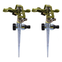 2X 360 Degree Rotary Irrigation Sprayer Sprinkler for Lawn Garden Yard Grass Metal Impulse Spike Hose Sprinkler