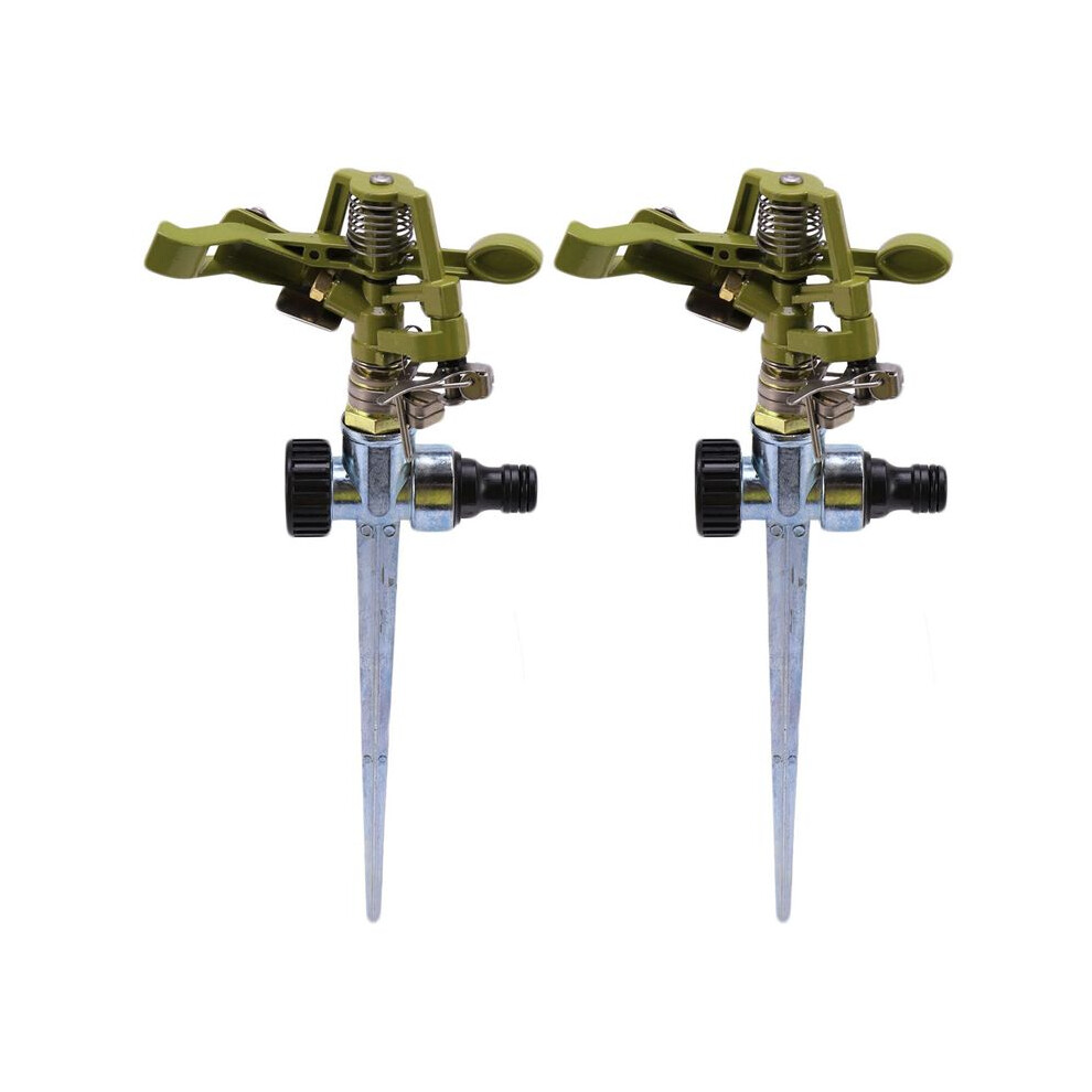 2X 360 Degree Rotary Irrigation Sprayer Sprinkler For Lawn Garden Yard Grass Metal Impulse Spike Hose Sprinkler 4711801867476