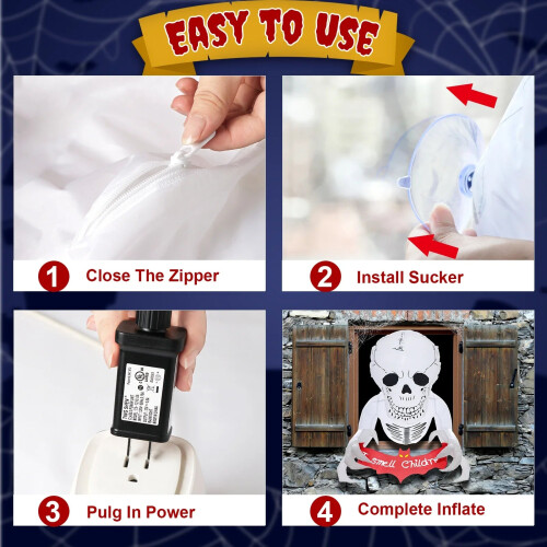 Halloween Inflatable Skull with LED Flying Skeleton 2