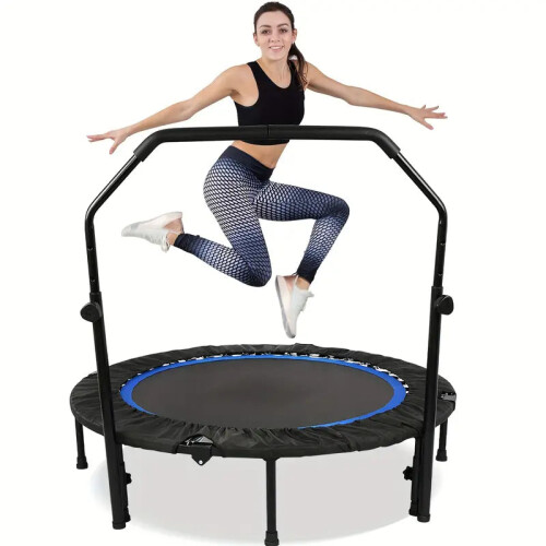 1pc 121.92cm Mini Fitness Trampoline with Adjustable Handle - Blue 2