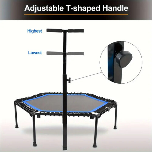 Rebounder Mini Trampoline with Adjustable Handle Bar(Blue) 2