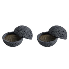 2X Japanese Planet Volcanic Stone Artistic Conception Dish Pendulum Seafood Sushi Sashimi Ice Plate Smoke Plate,12CM