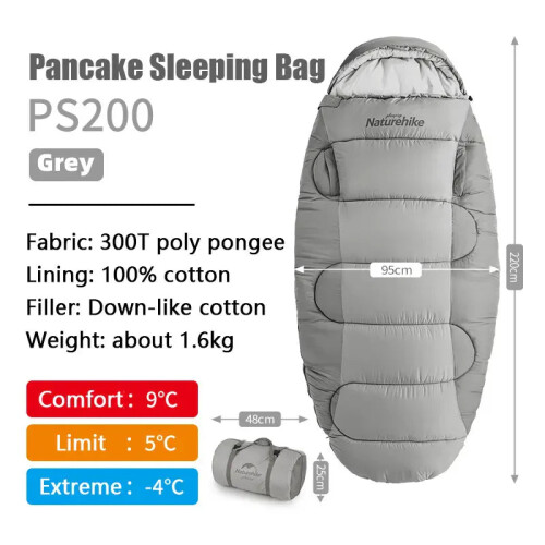 Thicken Warm Lightweight Sleeping Bag With Storage Bag - Cloudy Grey 2