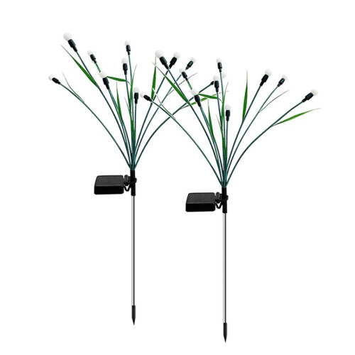 Solar Garden Lights 2 Pack,2 Lighting Modes Waterproof Firefly Light with Artificial Green Leave & Branches