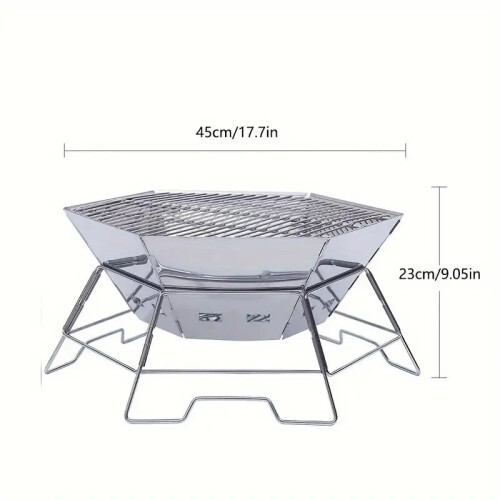 Foldable Stainless Steel Camping Charcoal Grill 2