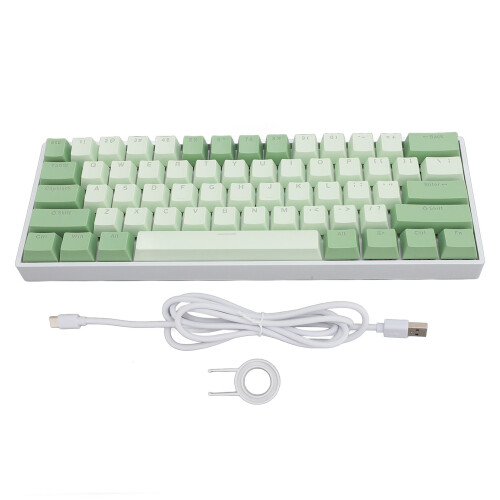 Blue Switch 61-Key RGB Mechanical Keyboard 3000mAh Wireless, White 1