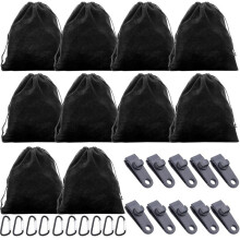 Portable Outdoor Gazebo Curtains Weight Bag with 10 Weight Pockets,10 Carabiners,10 Clips,for Gazebo Garden Beach Tent