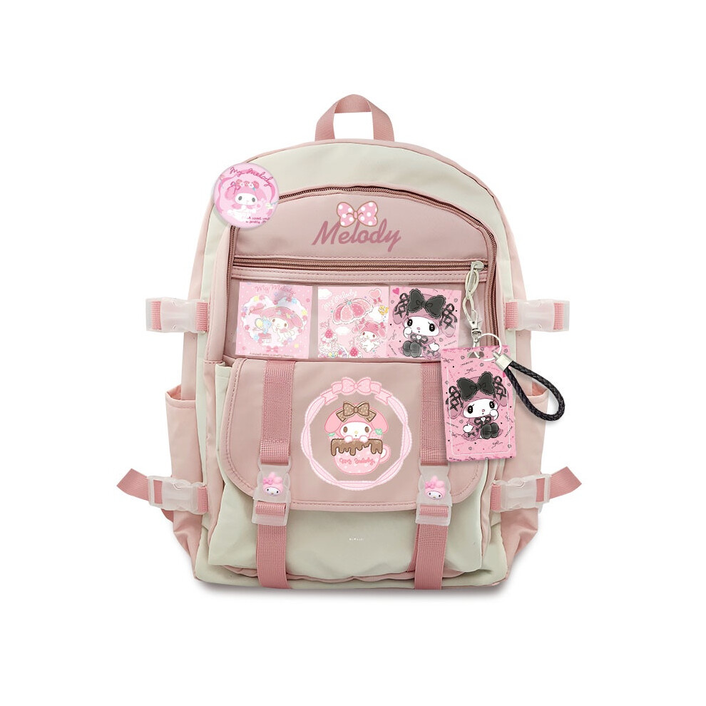 (Melody) Melody Kuromi Cinnamoroll Purin Backpack Large Capacity Schoolbag Girl Kid Gift