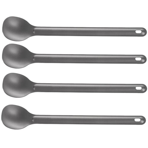 4Pcs Titanium Spoon 21.5Cm X 3.9Cm Camping Spoon Outdoor Tableware Long-Handled Titanium Spoon