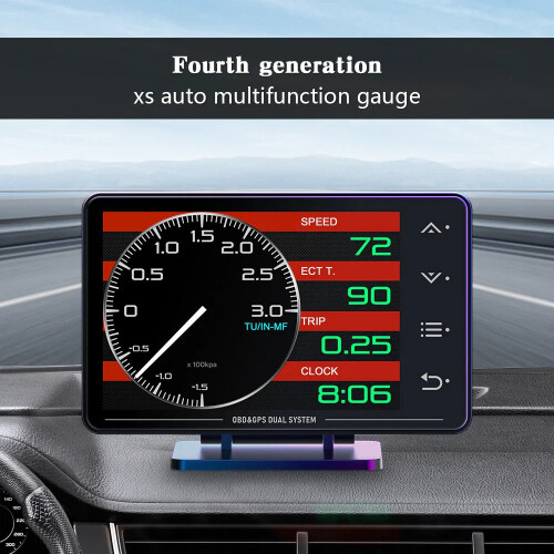 XS HUDGauge–Multi-Function OBD+GPS Car Instrument Black 2