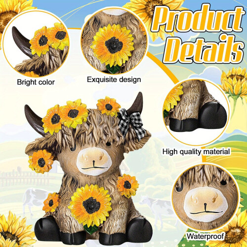 (A) Highland Cow Succulent Planter with Drainage 2